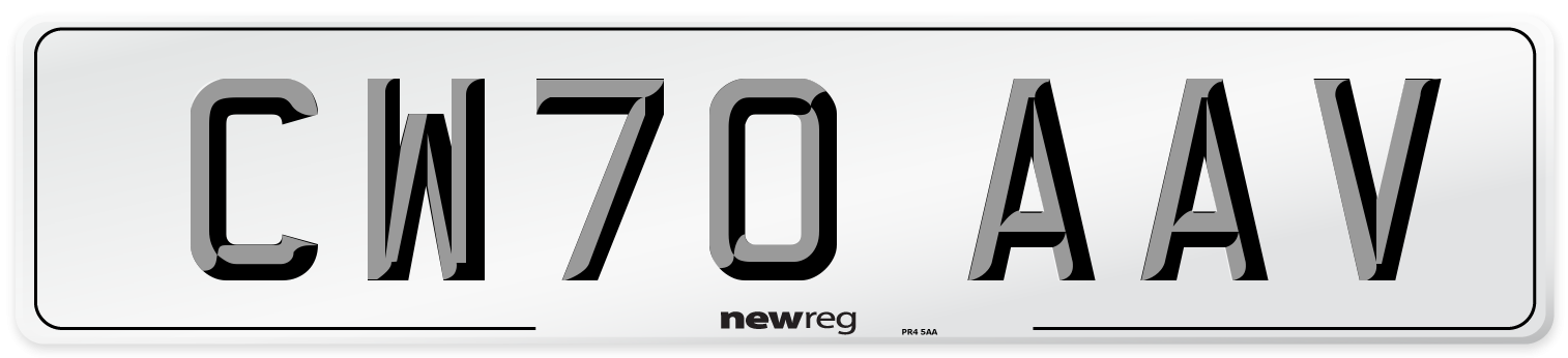 CW70 AAV Front Number Plate