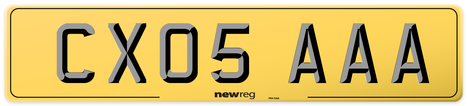 CX05 AAA Rear Number Plate