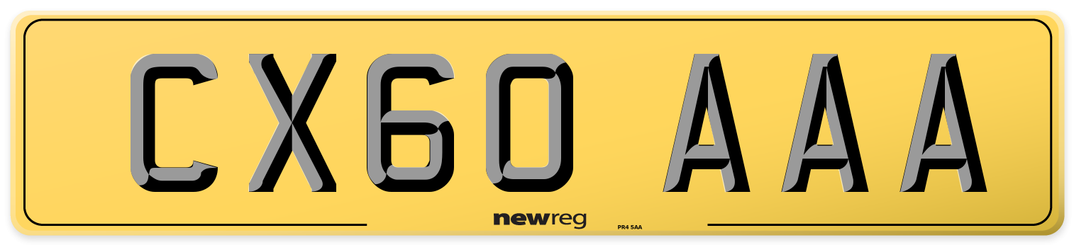 CX60 AAA Rear Number Plate