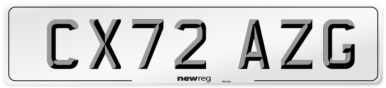 CX72 AZG Front Number Plate