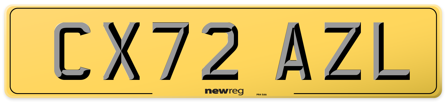 CX72 AZL Rear Number Plate