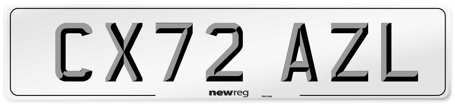 CX72 AZL Front Number Plate