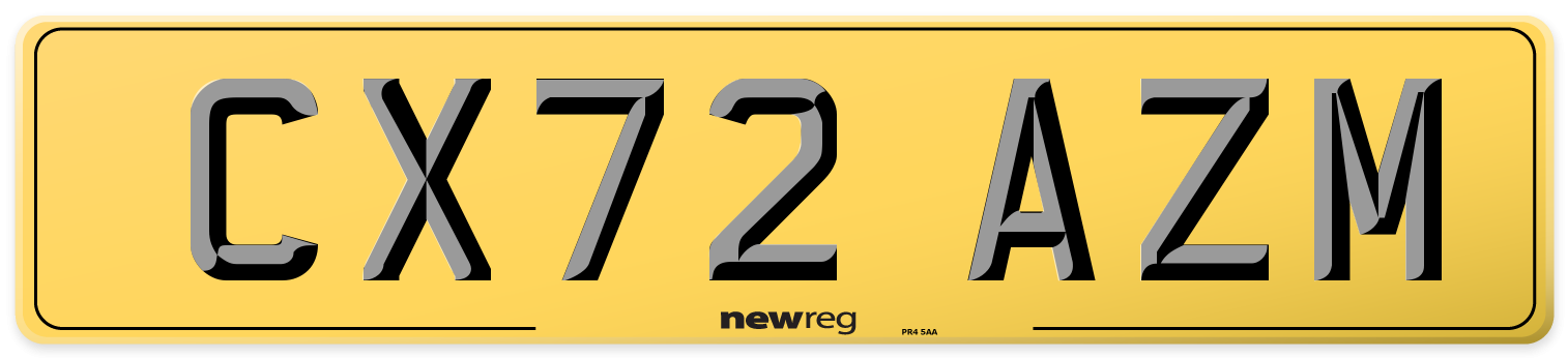 CX72 AZM Rear Number Plate