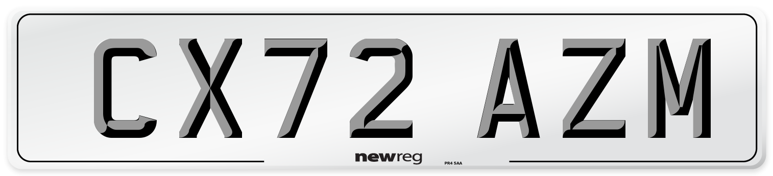 CX72 AZM Front Number Plate