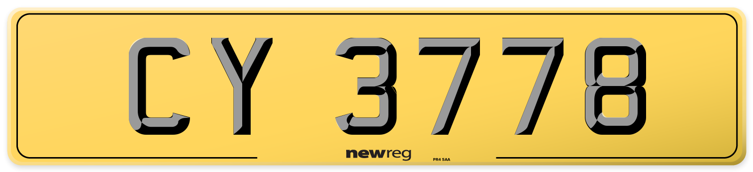 CY 3778 Rear Number Plate