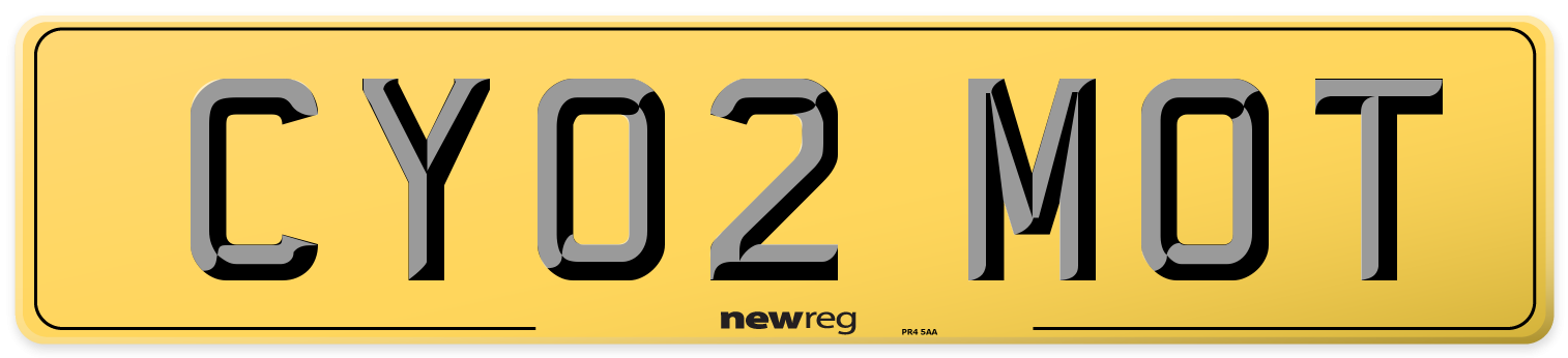 CY02 MOT Rear Number Plate