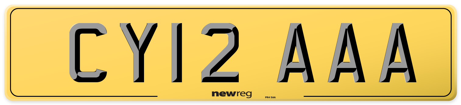 CY12 AAA Rear Number Plate