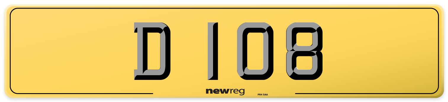 D 108 Rear Number Plate