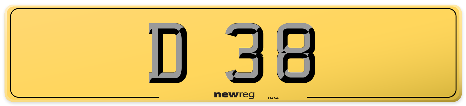 D 38 Rear Number Plate
