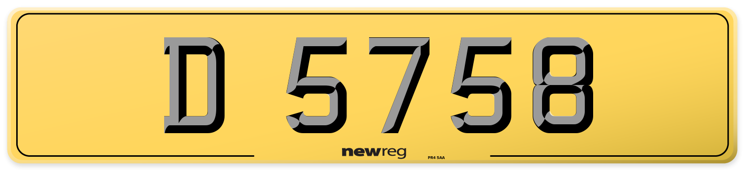 D 5758 Rear Number Plate