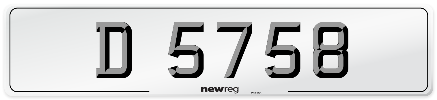 D 5758 Front Number Plate