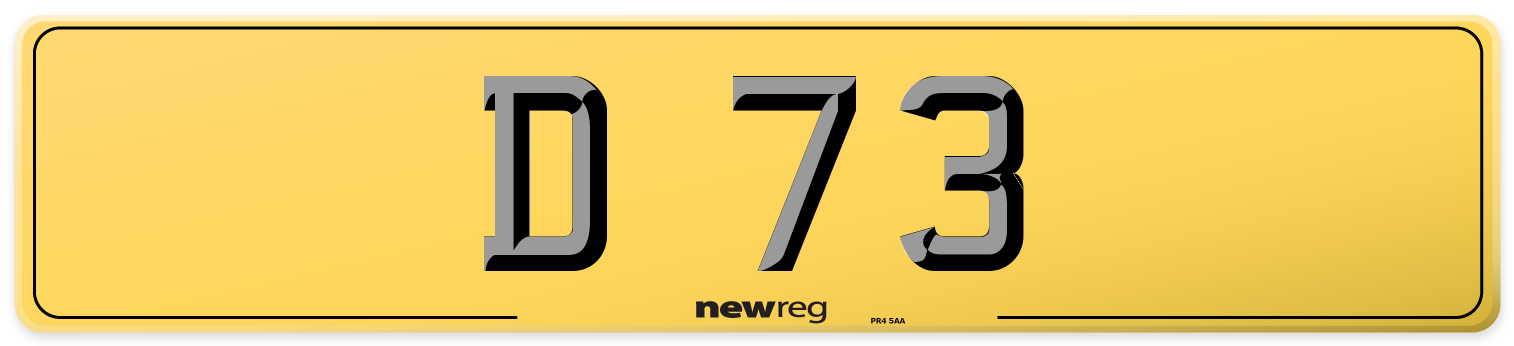 D 73 Rear Number Plate