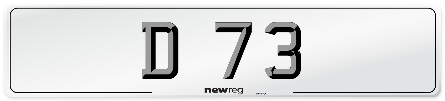 D 73 Front Number Plate