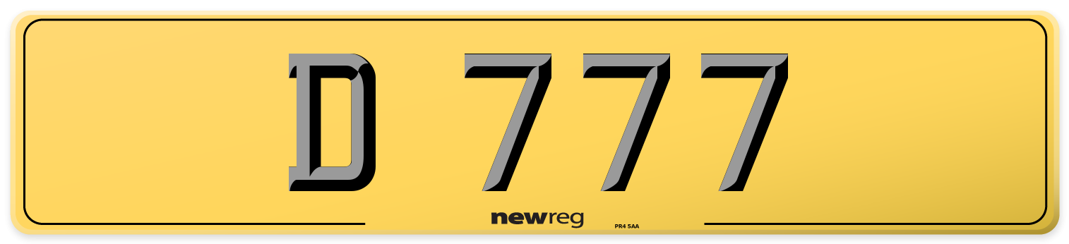 D 777 Rear Number Plate