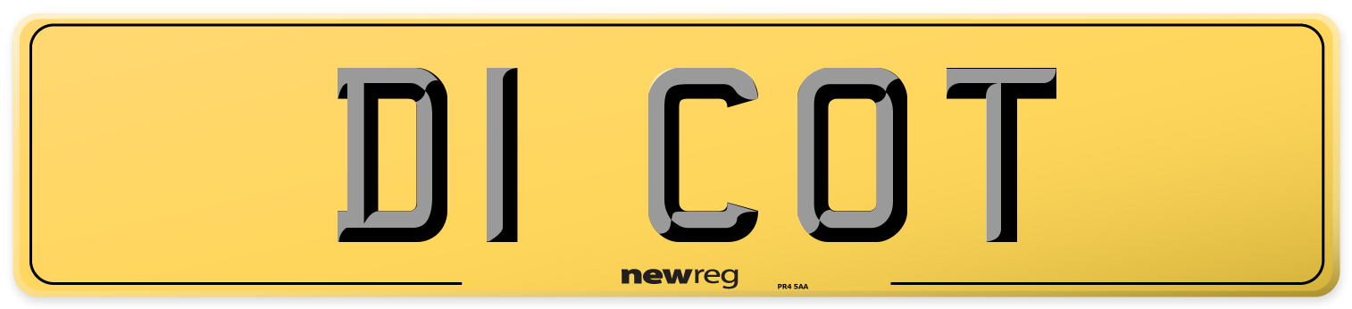 D1 COT Rear Number Plate