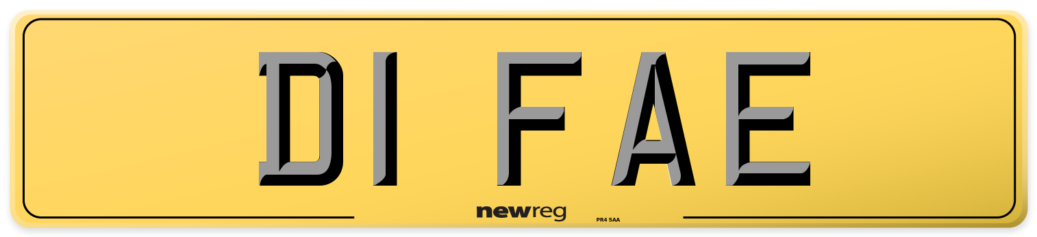 D1 FAE Rear Number Plate