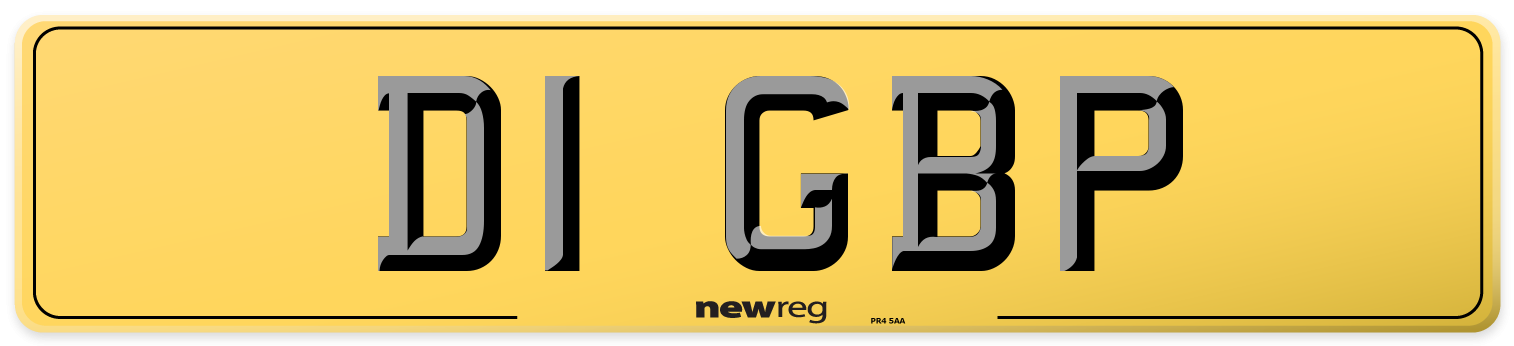 D1 GBP Rear Number Plate