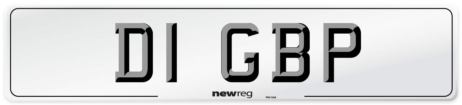 D1 GBP Front Number Plate