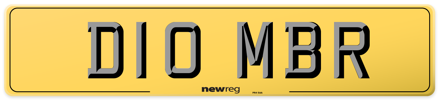 D10 MBR Rear Number Plate