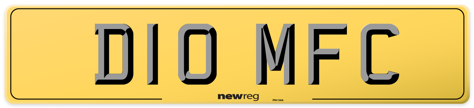 D10 MFC Rear Number Plate