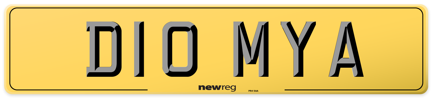 D10 MYA Rear Number Plate