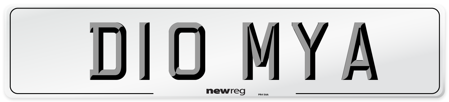 D10 MYA Front Number Plate