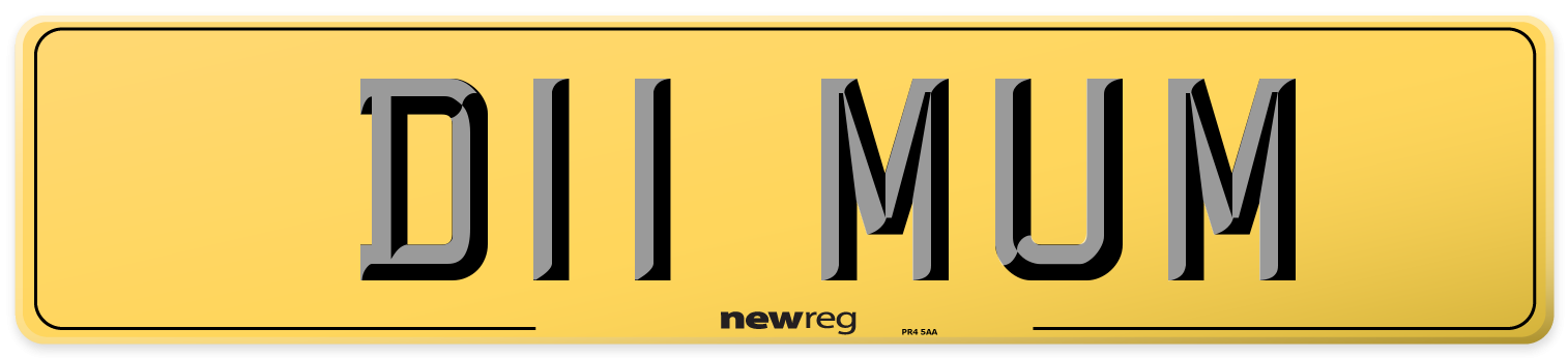 D11 MUM Rear Number Plate