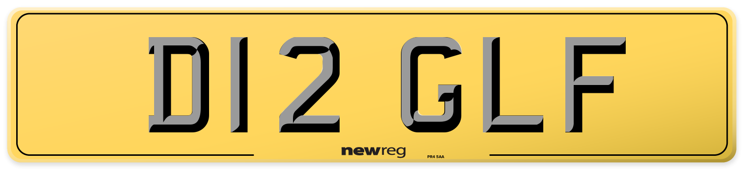 D12 GLF Rear Number Plate