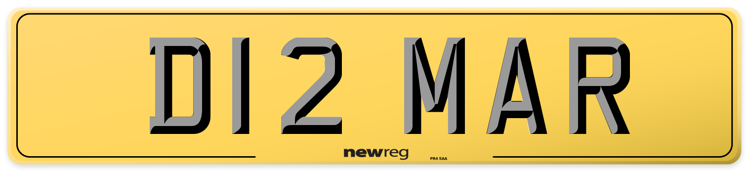 D12 MAR Rear Number Plate