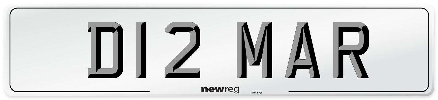 D12 MAR Front Number Plate