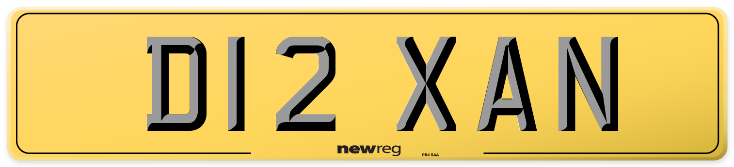 D12 XAN Rear Number Plate