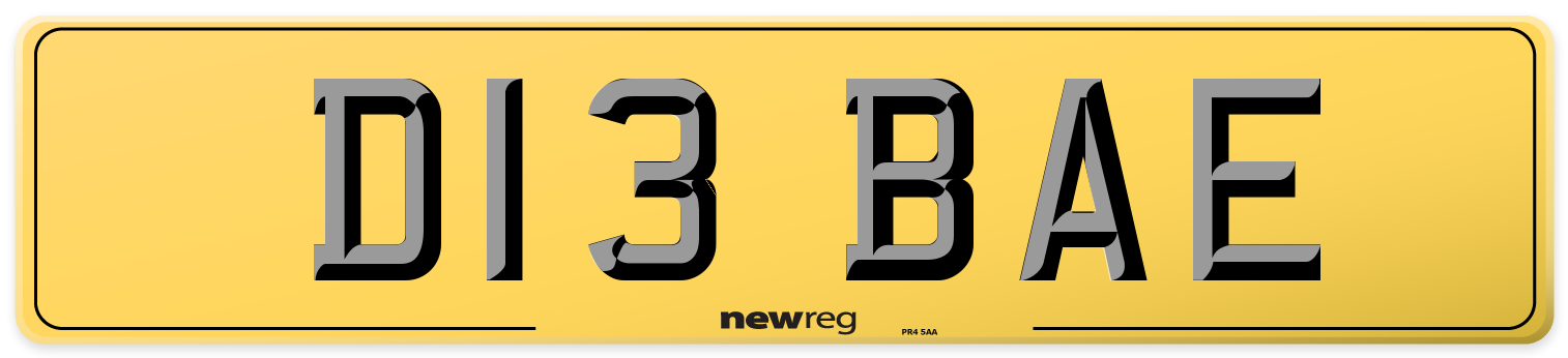 D13 BAE Rear Number Plate