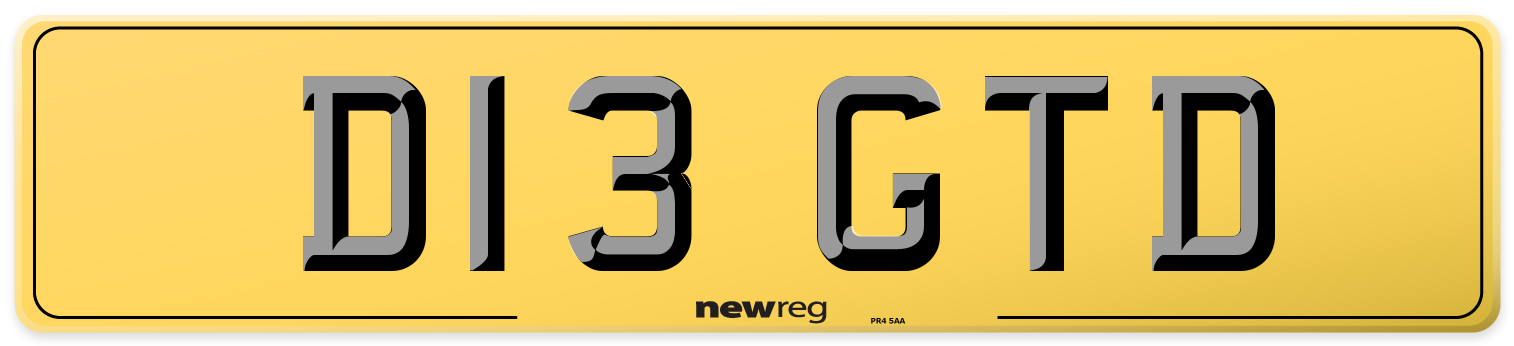 D13 GTD Rear Number Plate