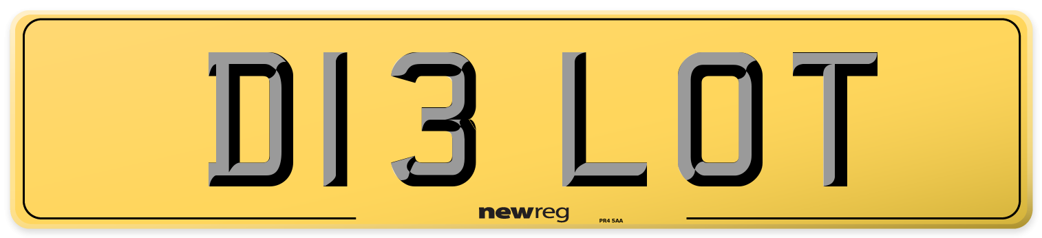 D13 LOT Rear Number Plate