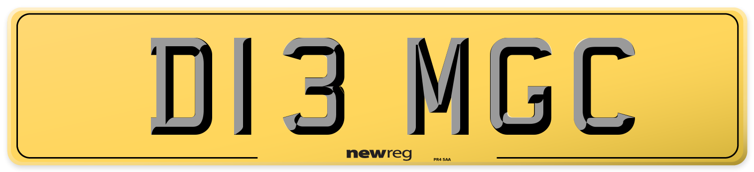 D13 MGC Rear Number Plate