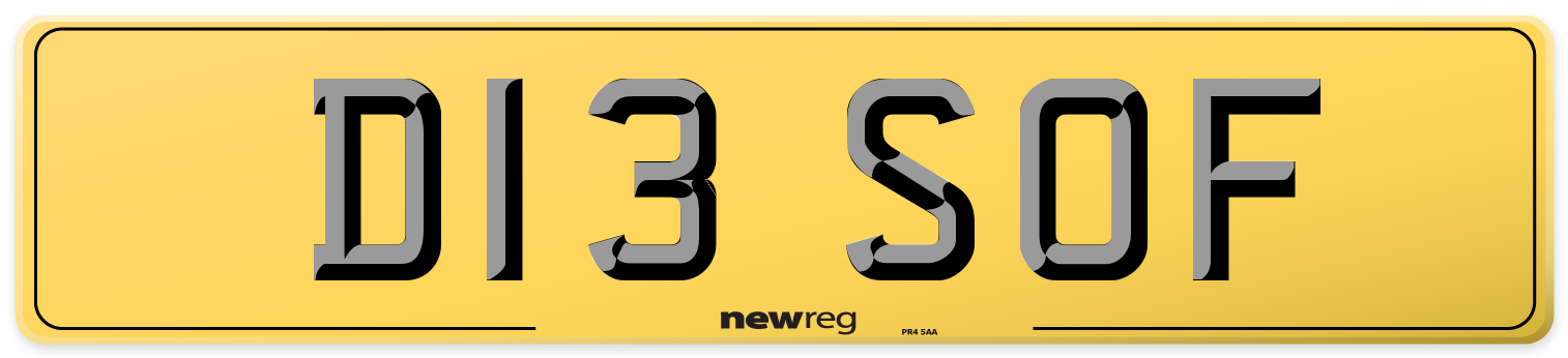 D13 SOF Rear Number Plate