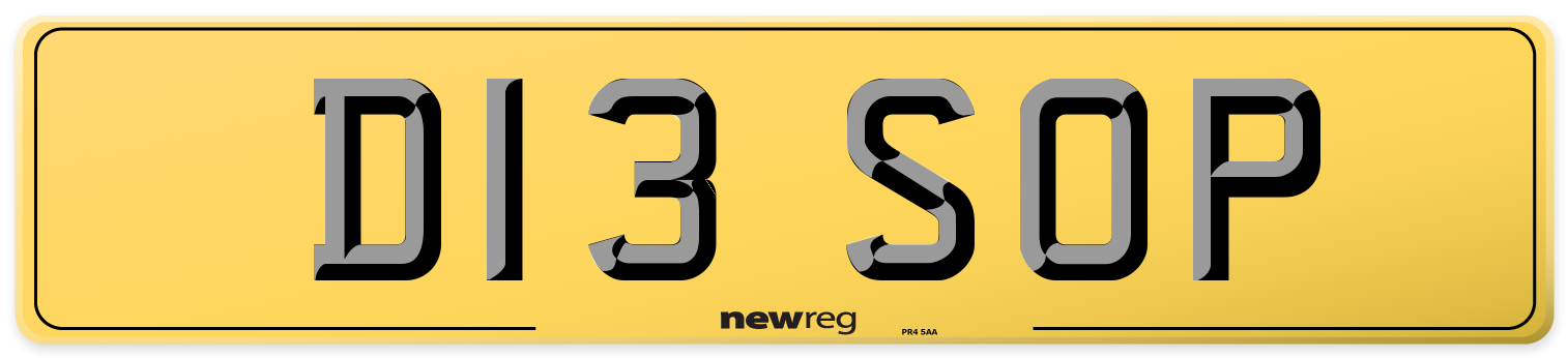 D13 SOP Rear Number Plate