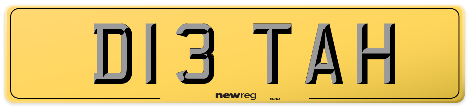 D13 TAH Rear Number Plate