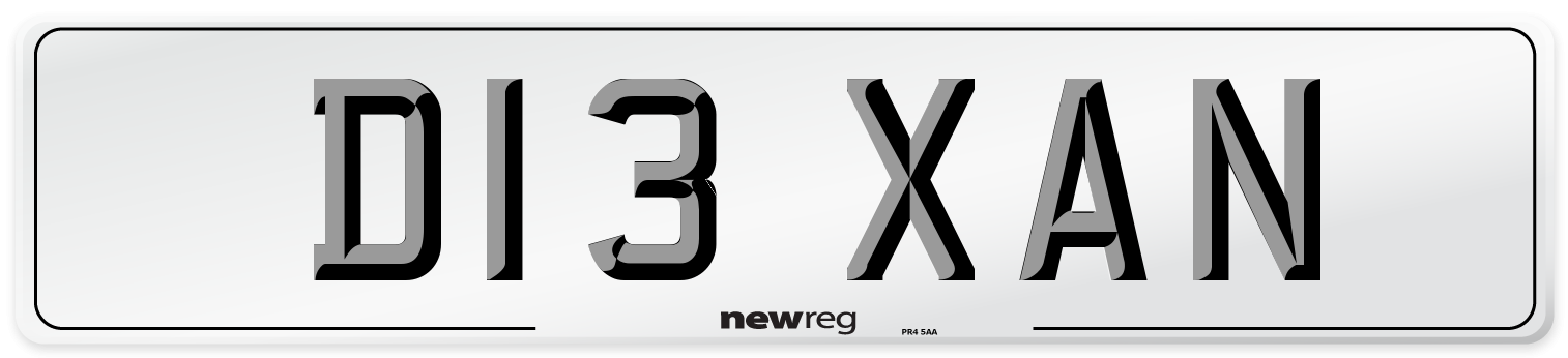 D13 XAN Front Number Plate