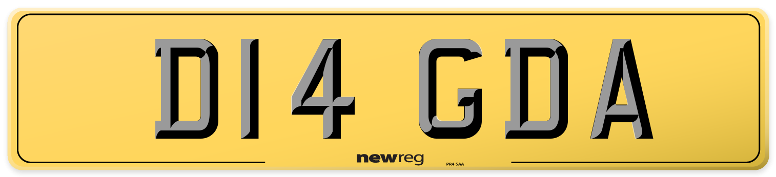 D14 GDA Rear Number Plate