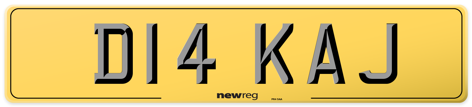 D14 KAJ Rear Number Plate