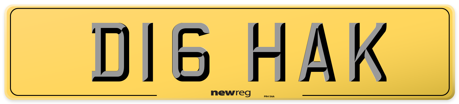 D16 HAK Rear Number Plate