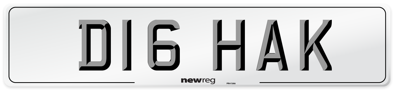 D16 HAK Front Number Plate