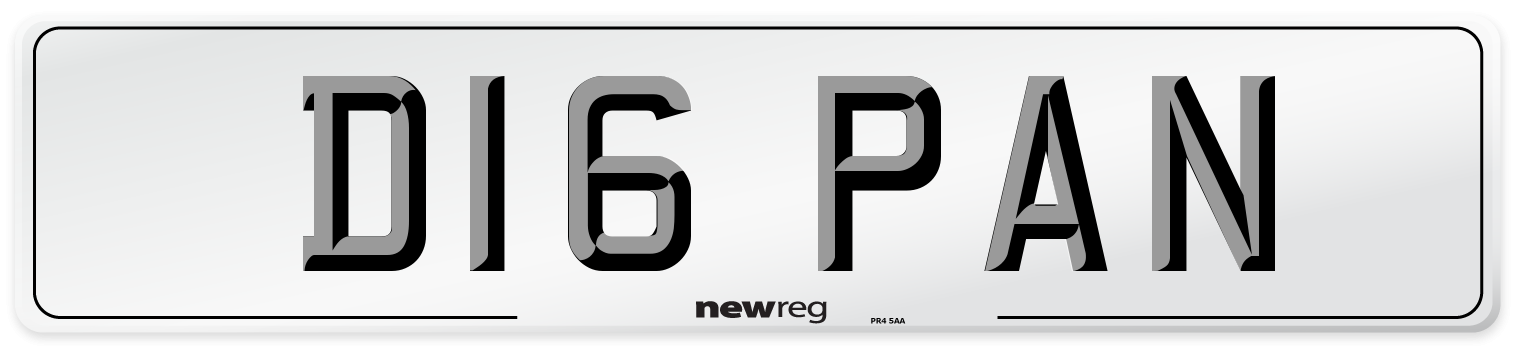 D16 PAN Front Number Plate