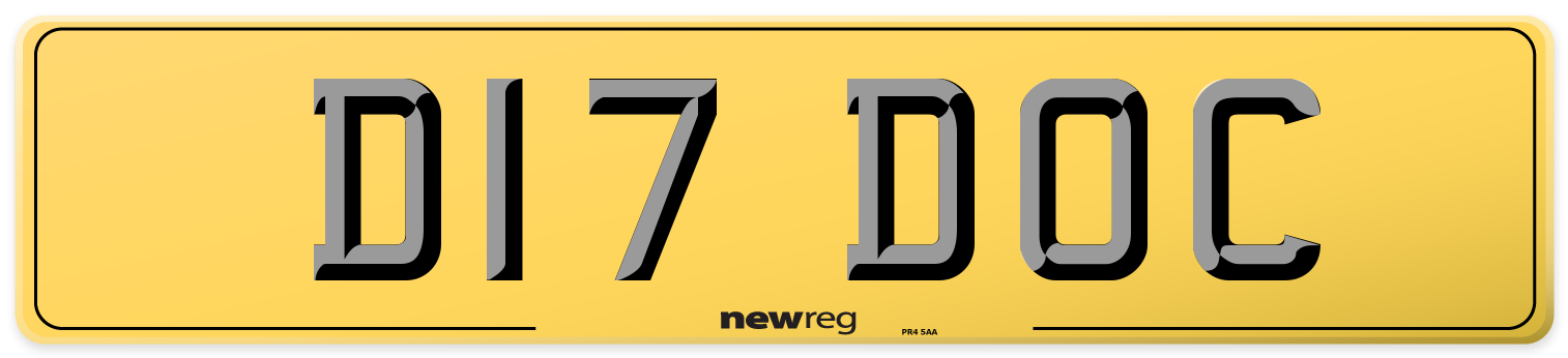 D17 DOC Rear Number Plate
