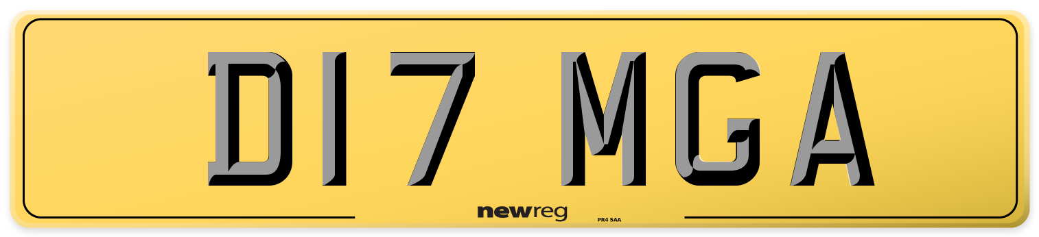 D17 MGA Rear Number Plate