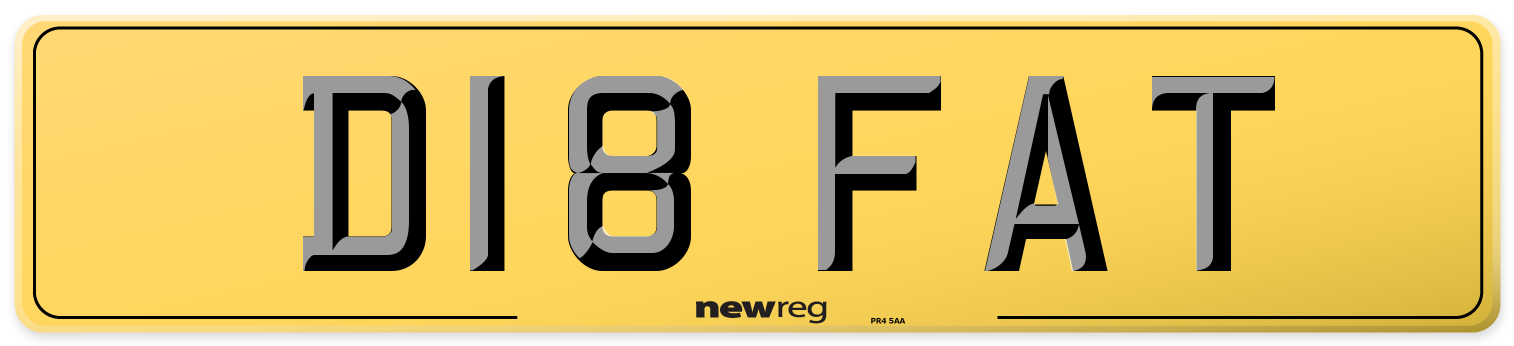 D18 FAT Rear Number Plate