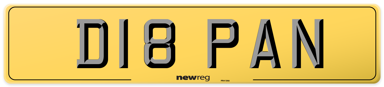 D18 PAN Rear Number Plate