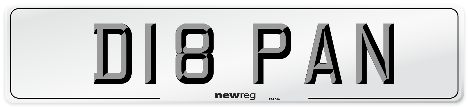 D18 PAN Front Number Plate