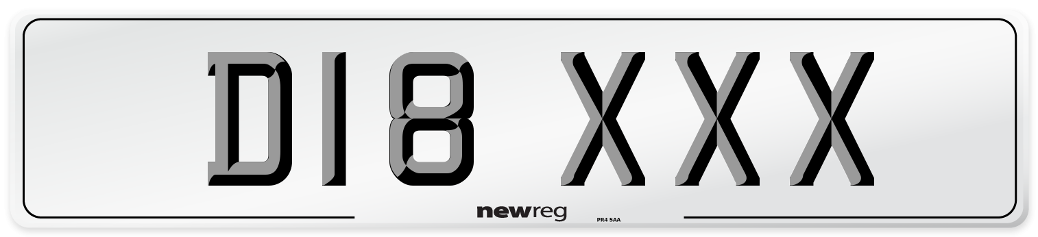 D18 XXX Front Number Plate